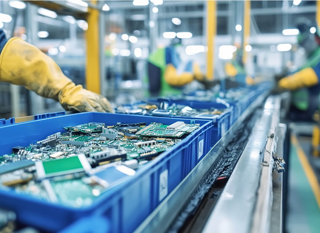 Computer components recovered through electronics recycling