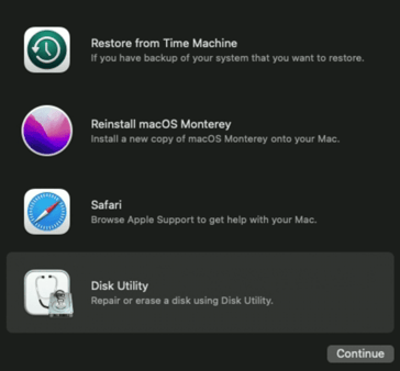 the disk utility screen (source: Apple.com)